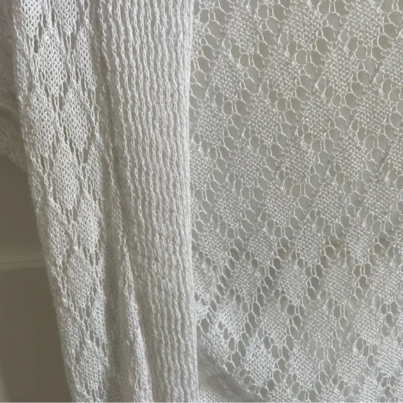 90s Y2K Le Chateau White Open Knit Cardigan - Picture 8 of 9